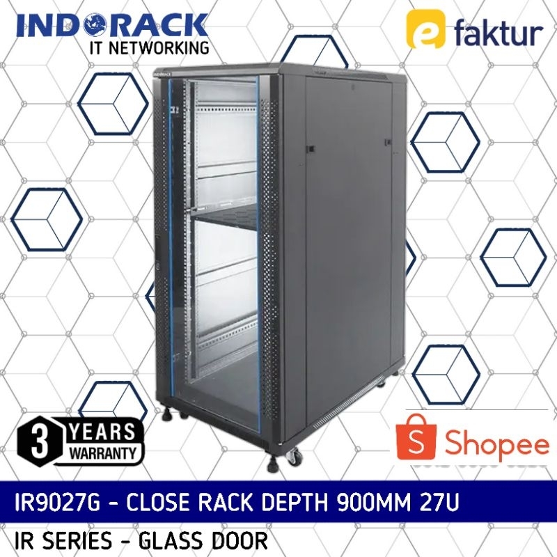 Jual IR9027G - Close Rack INDORACK Glass Door Rak Server 27U Depth ...