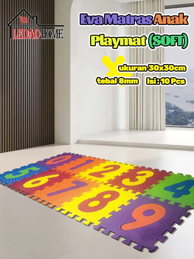 Jual LEDAOHOME 10 Pcs Matras Evamat Matras Puzzle angka arab Karpet ...