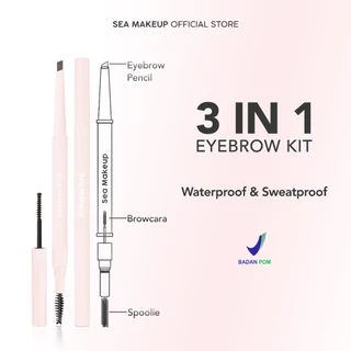 Sea Makeup Browshow Eyebrow Trio Kit 3in1 β Pensil Alis Segitiga, Spoolie, Browcara & Kuas Alis Eyebrow Waterproof Tahan Lama