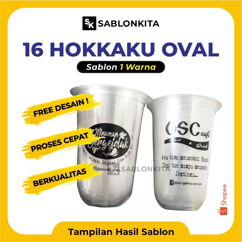 Jual Sablon Cup Custom Oval Oz Hokkaku Gr Plastik Gelas Bening Transparan Minuman