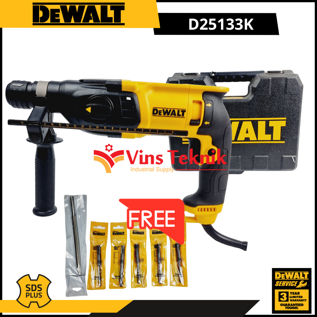 Jual Mesin Bor Beton 26MM Rotary Hammer Drill D25133 Dewalt D25133K ...