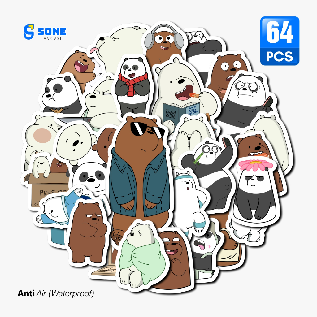 Jual Stiker Pack Kartun We Bare Bears Vinyl Waterproof untuk Freebies ...
