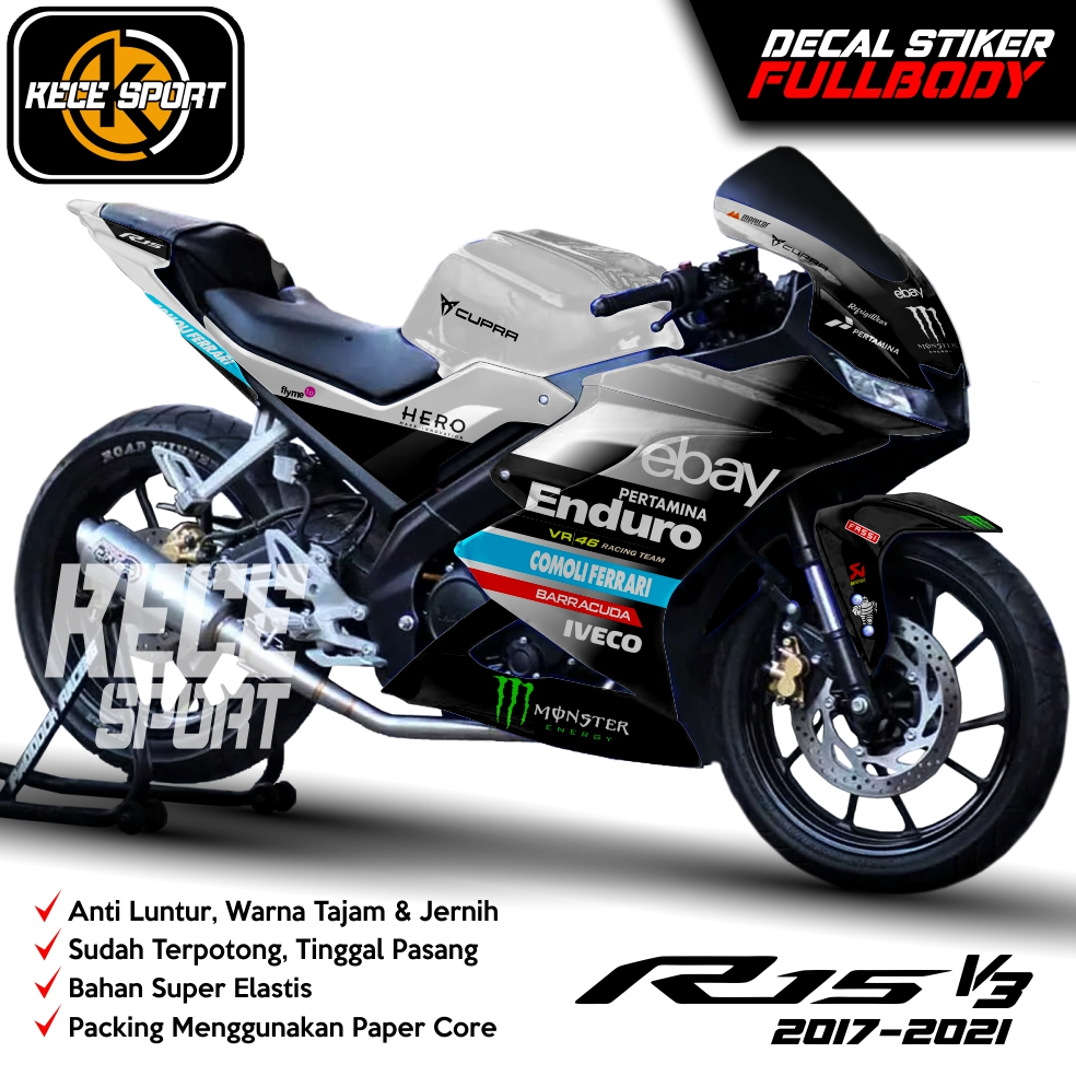 Jual TERBARU Decal R15 V3 Sticker Striping Decal Motor Yamaha R15 V3 ...