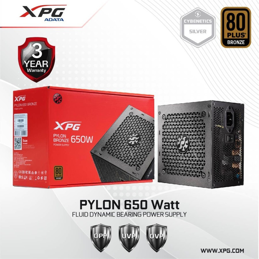 Nguồn máy tính Adata XPG PYLON 650B 650W 80 Plus Bronze (PYLON650B-BKCCN) - Bảo Hành 60 Tháng