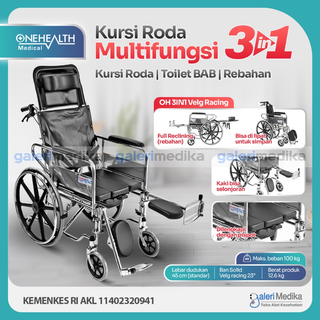 Jual Kursi Roda 3in1 Multifungsi OneHealth Velg Racing - Kursi Roda ...