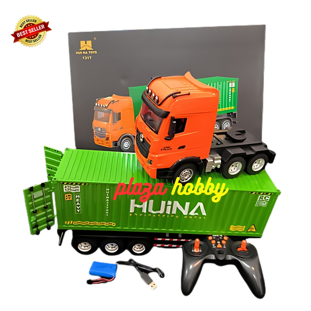 Jual HUINA 1317 rc container trailer 9CH 2.4ghz 1:18 mainan truk alat ...