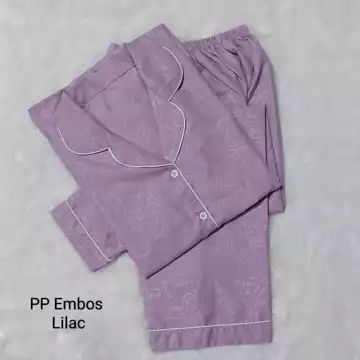 JNV Piyama PP Wanita Motif Satin Embos Baju Tidur Lengan Panjang Bahan Satin Embos