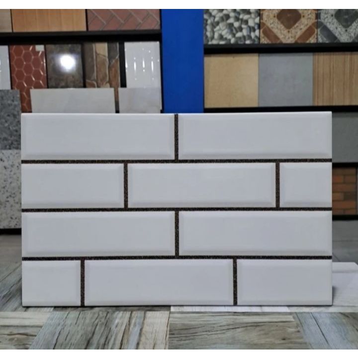 Jual KERAMIK MULIA 25X40 MOTIF BEVEL SUSUN BATA KILAP / KERAMIK DINDING