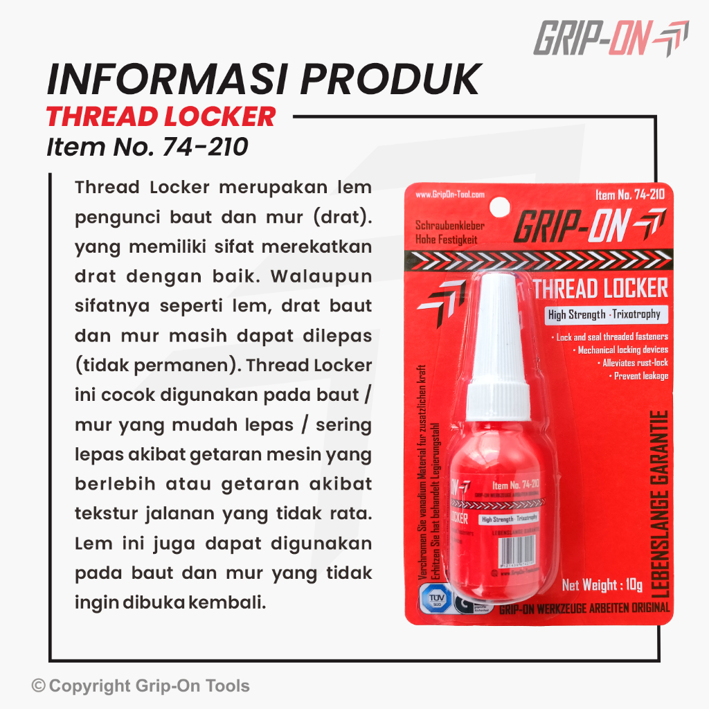 Jual Grip-On Thread Locker Lem Baut dan Mur 10g | Shopee Indonesia