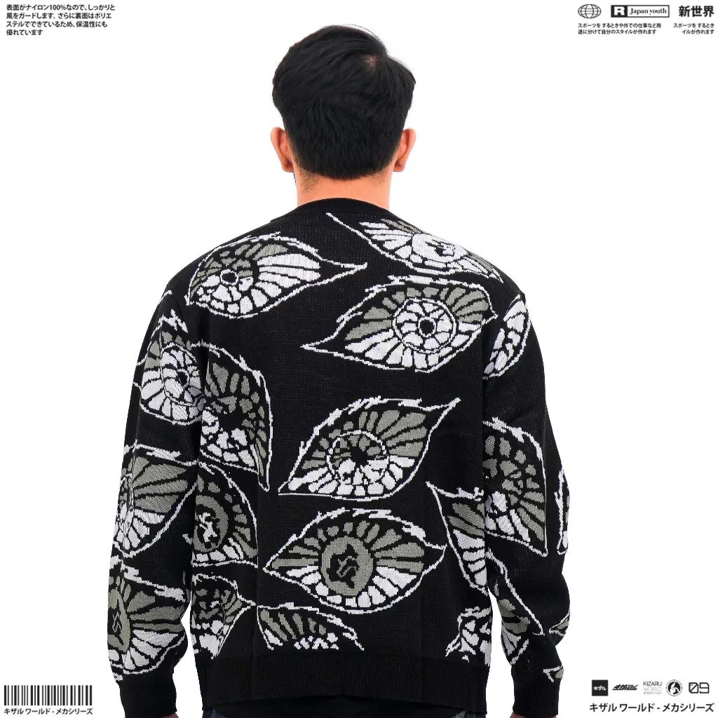 Knitwear Cardigan Anime Demon Slayer KOKUSHIBO yang Stylish dan Nyaman