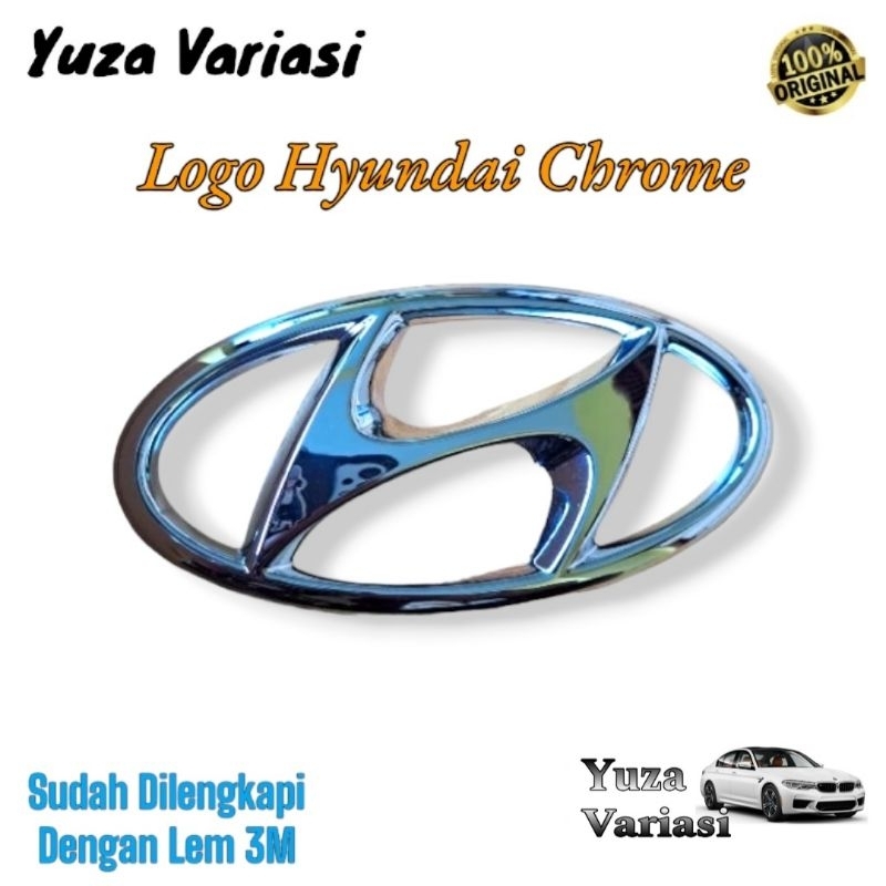 Jual logo hyundai original logo emblem hyundai kecil chrome | Shopee ...