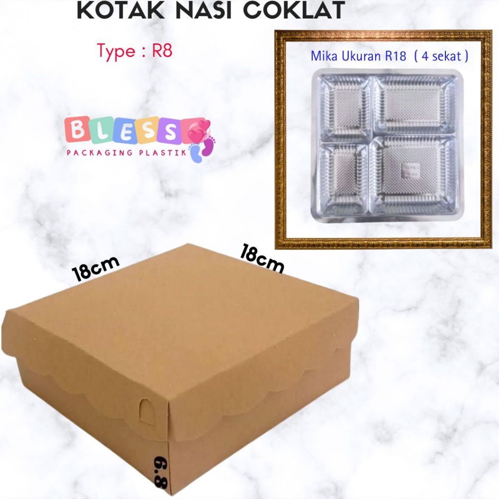 Jual Dus Kotak Makan R8 18cm x 18cm x 7cm Kraft Cokelat (Ketebalan ...