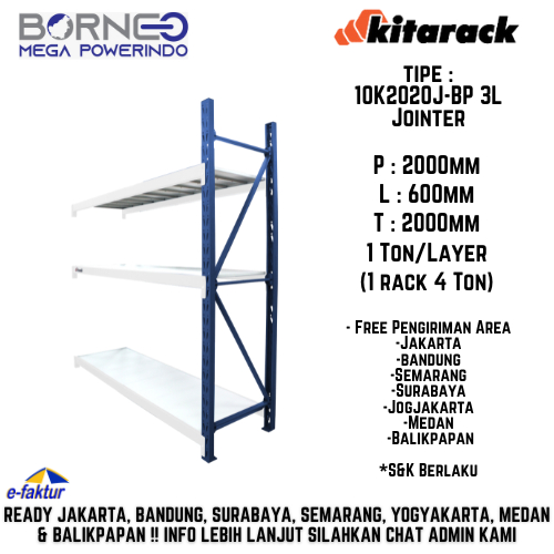 Jual KITARACK WAREHOUSE JOINTER RACK 10K2020 3 LAYER HEAVY DUTY GRAY ...