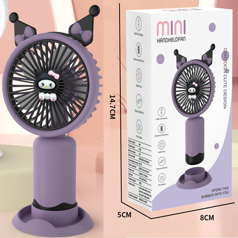 Kipas Angin Mini Fan Portable Karakter Kuromi Sanrio Kipas Angin Tangan