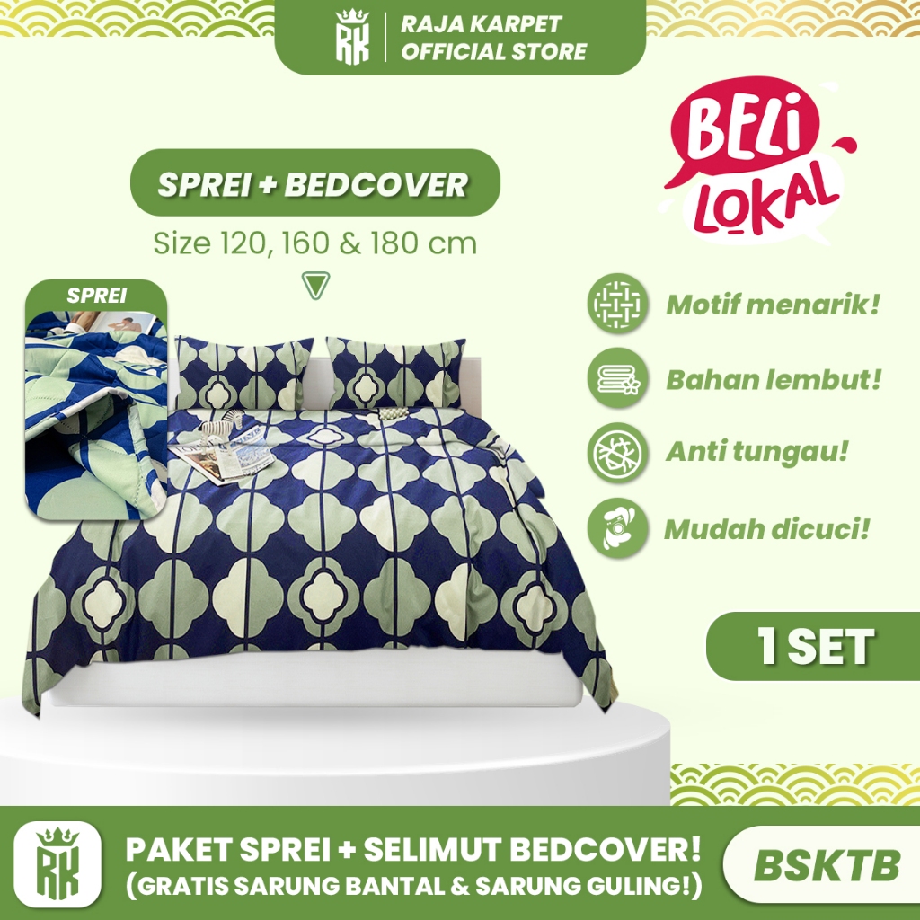 Jual RAJA - SET SPREI SARUNG BANTAL GULING + SELIMUT BAHAN POLYESTER ...