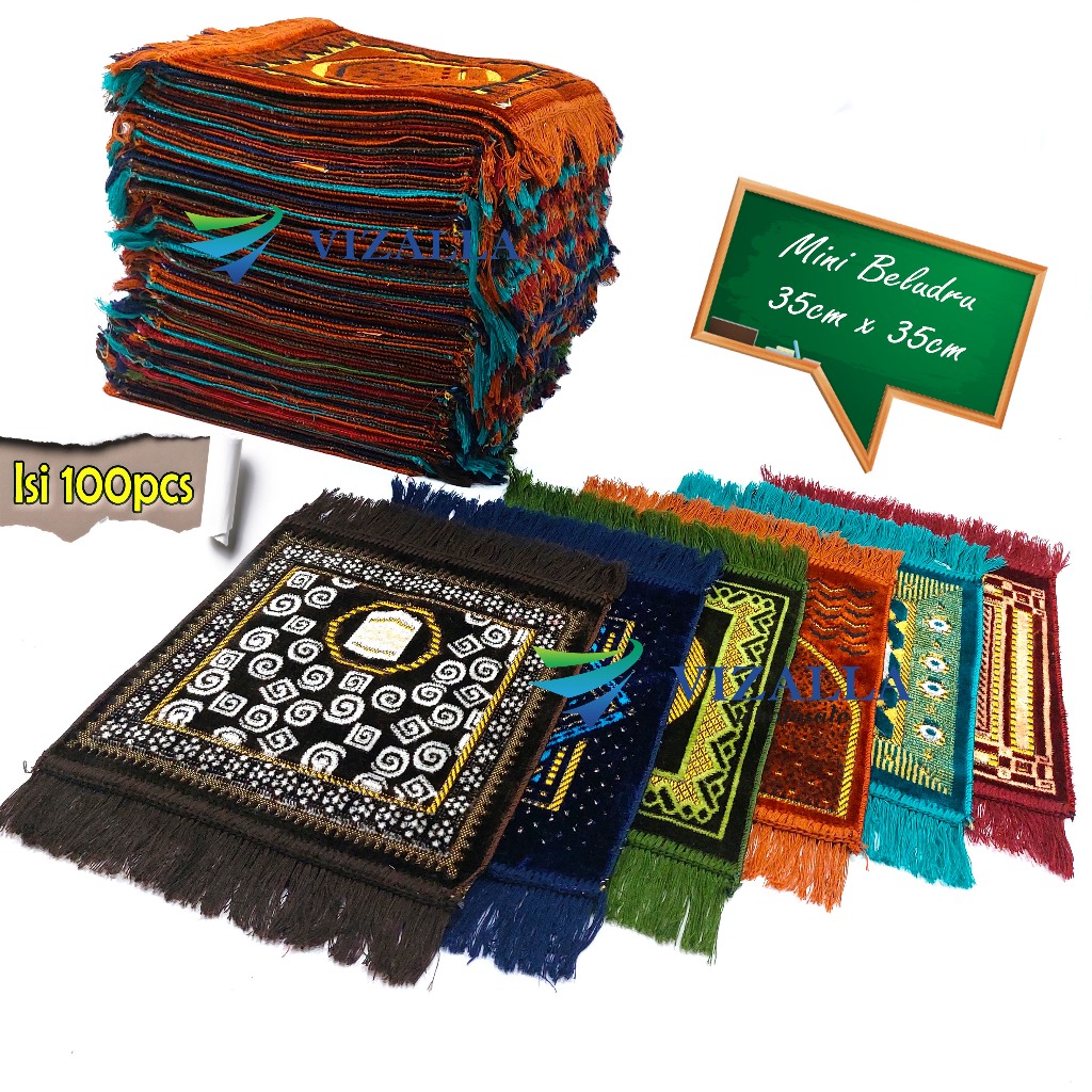 Isi 100pcs Sajadah Mini Beludru Turkey 35x35cm/ Ar Rahman/ Souvenir Haji Umroh Tahlilan Pernikahan
