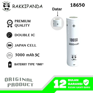 RakkiPanda - Baterai Cas 18650 Flat Top 3000mAh 10A