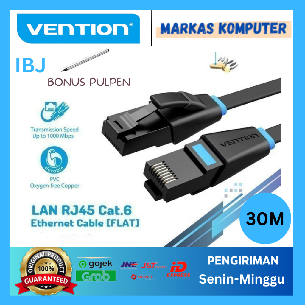Jual Kabel Lan Cat6 Vention 30M Cat.6 UTP Ethernet Patch Cord Cable ...
