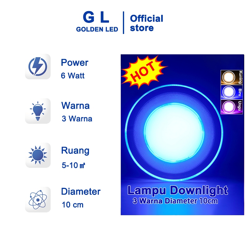 Jual GL Lampu Downlight LED 3 Warna 6Watt Model Inbow | Shopee Indonesia