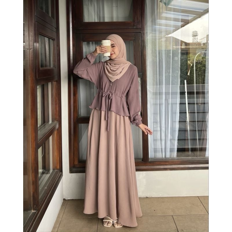 Jual Baju Gamis Remaja Terbaru 2024 Zahra Dress Trend Kombinasi Warna Polos Shopee Indonesia