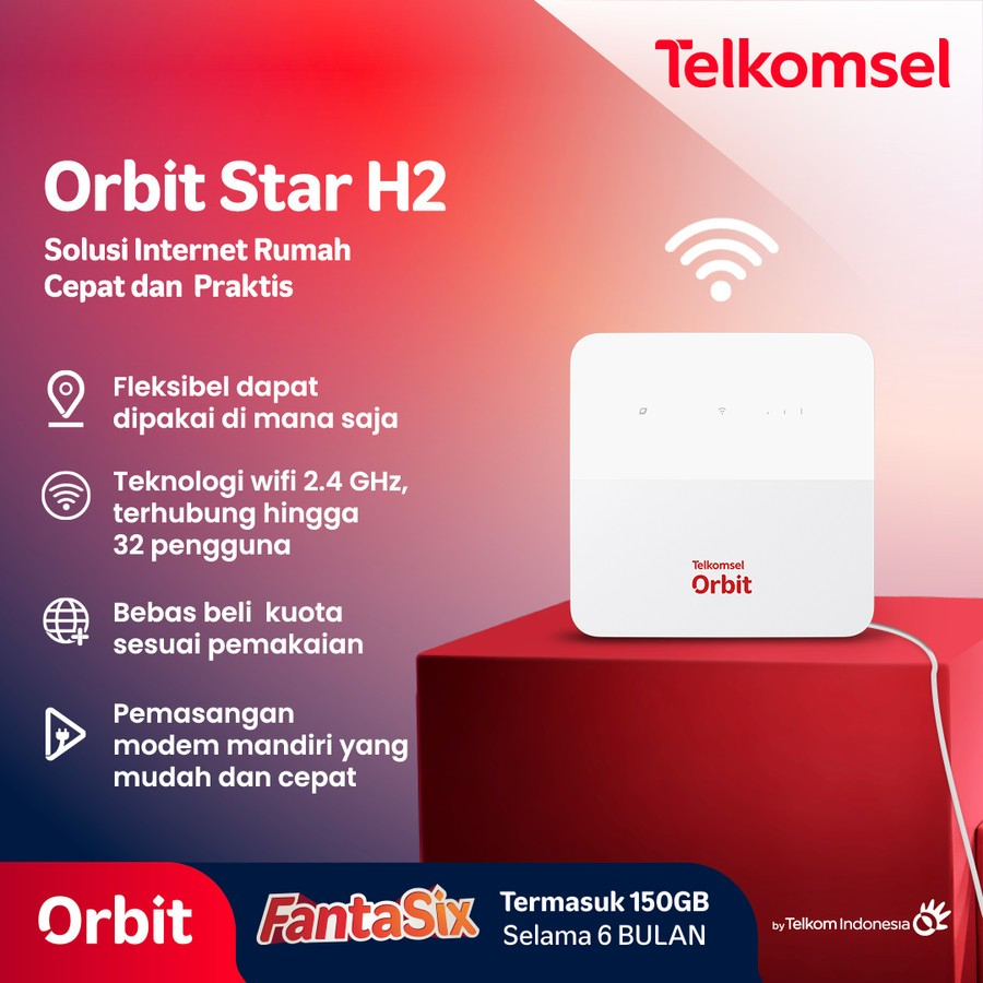 Jual Orbit Star Telkomsel H2 High Speed Chipset Free 150 GB 6 bulan ...