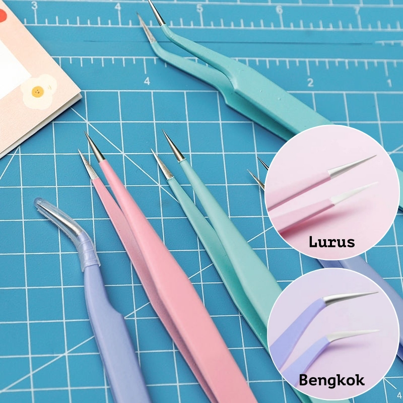 Jual Macaron Pinset Tweezer Eyelash Nail Art Penjepit Sticker Nipper