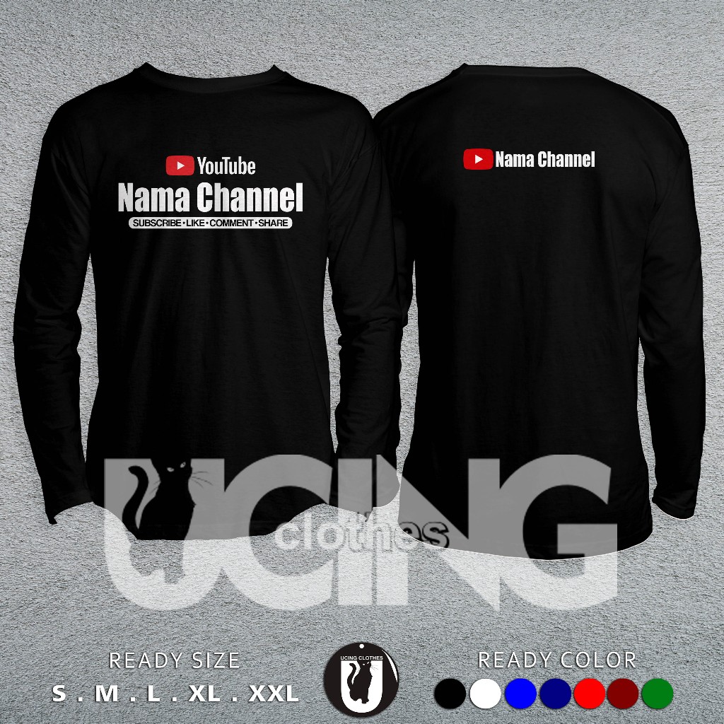 Jual Kaos Baju Youtube Gratis Nama Channel Kamu V2 Lengan Panjang Kaos  Distro | Shopee Indonesia