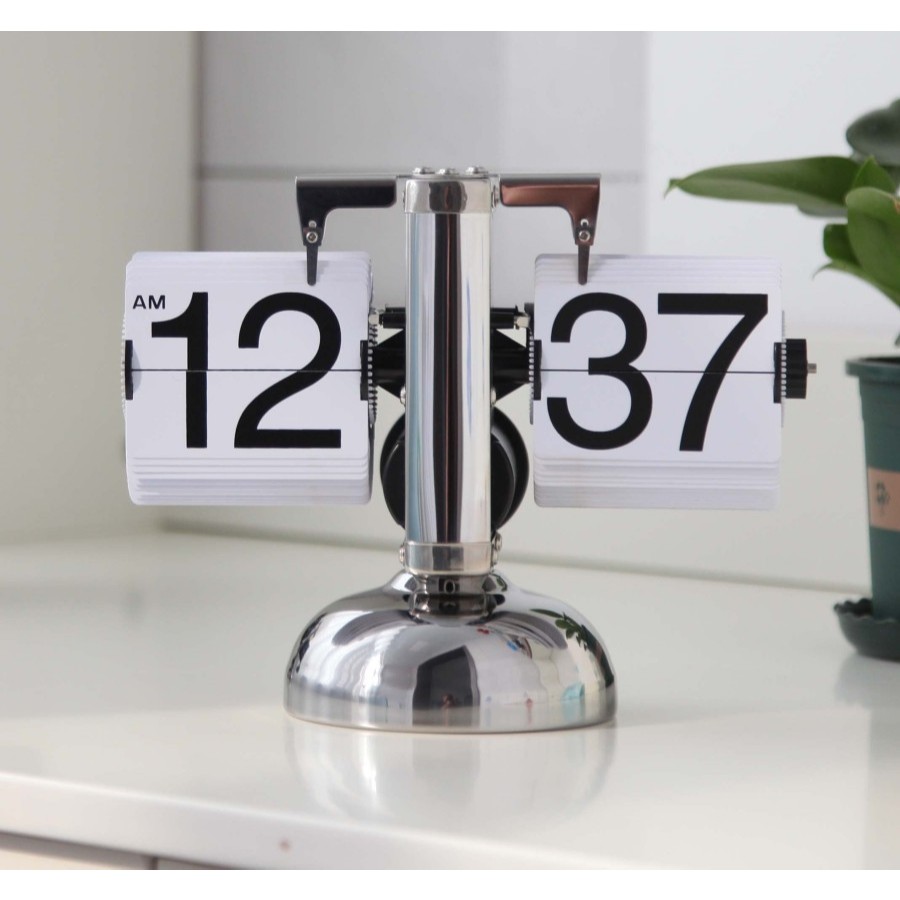 Jual Jam Meja Retro Table Flip Clock Stainless jam kalender NS | Shopee ...
