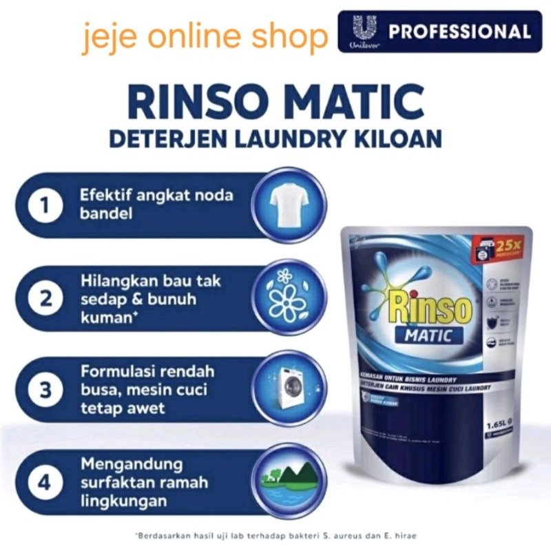 Jual DETERJEN / DETERGEN RINSO MATIC CAIR 1.65L | Shopee Indonesia