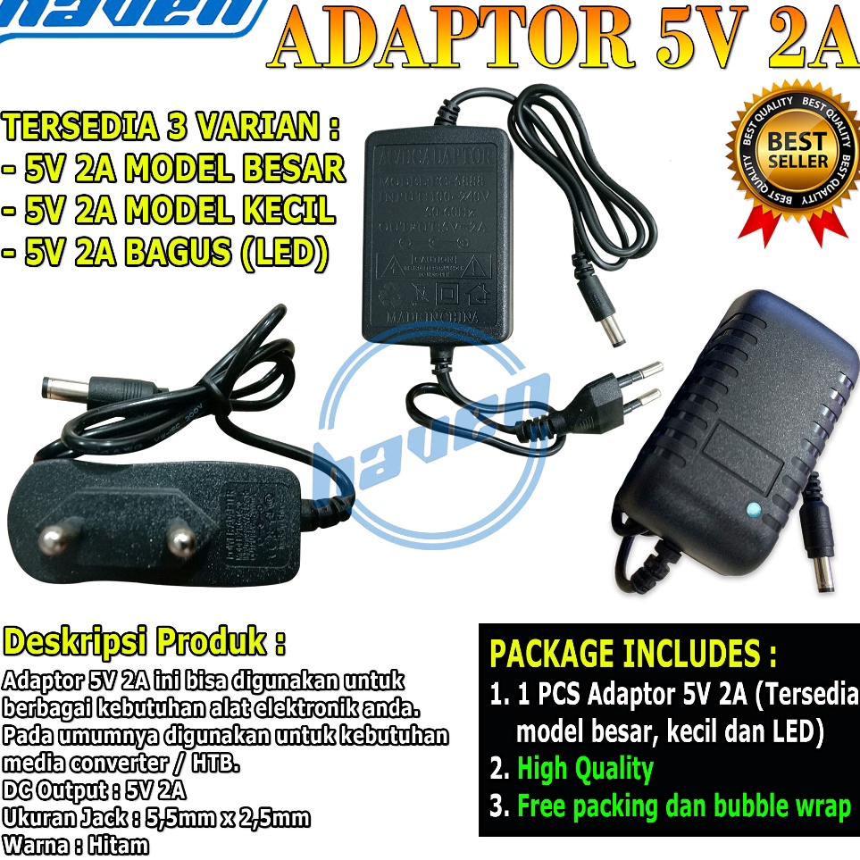 Jual Adaptor 5V 2A Untuk Media Converter HTB 31 DC 5V 2A Standar HTB ...