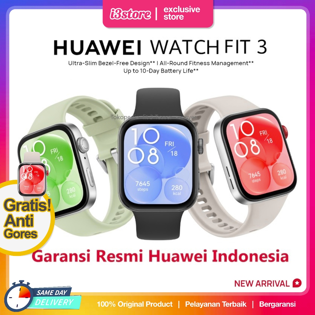 Jual HUAWEI WATCH FIT 3 Smartwatch Jam Pintar 1.82 Ultra slim 10 Days Battery GPS Shopee Indonesia