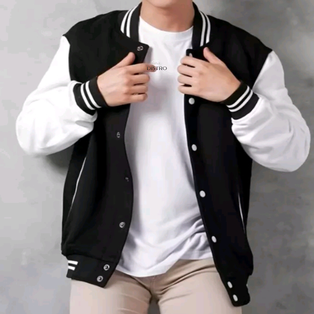 Jual GG Distro - Jacket Unisex Baseball Kancing Jacket Varsity Singa ...