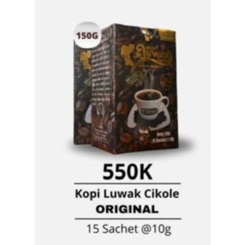 Jual KOPI LUWAK CIKOLE ORIGINAL Satu BOK isi 15 Sacet @10g