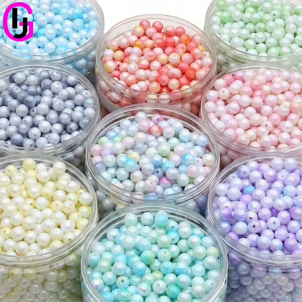 Jual 25gr Manik Mote Akrilik Bulat Kilap Glowing Mote Rainbow Glaze 6/8 ...