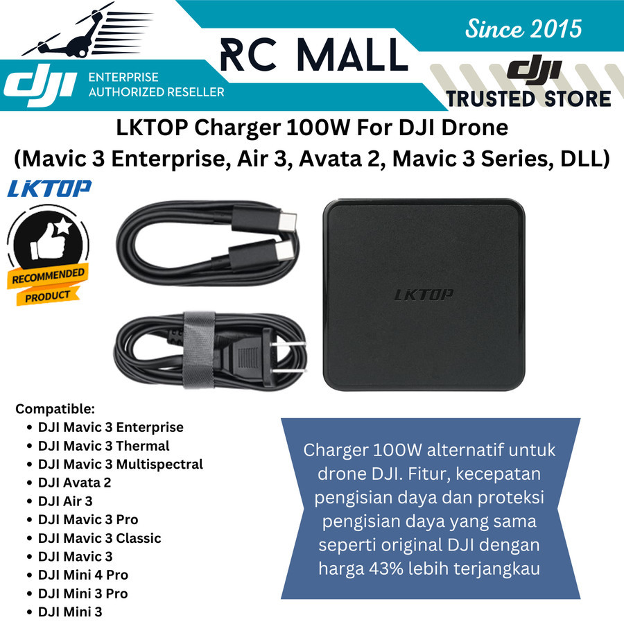 KFD 100 W USB C voeding oplader voor DJI Flip Mini 4 Pro Fly More, Mavic 4 Pro/Avata 2/Mini 3/Mavic 3/Air 3S/Goggles 2 accu/Matrice 4 drone RC2 afstandsbediening laadstation power adapter