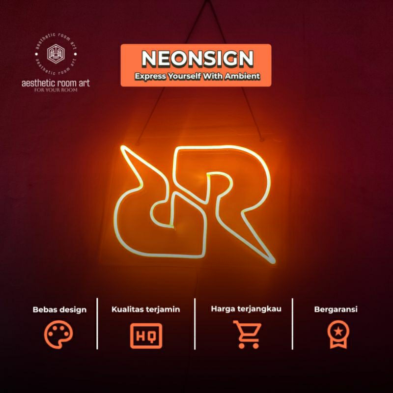 Jual LAMPU KAMAR AESTHETIC NEON SIGN RRQ WARNA KUNING || BISA CUSTOM ...