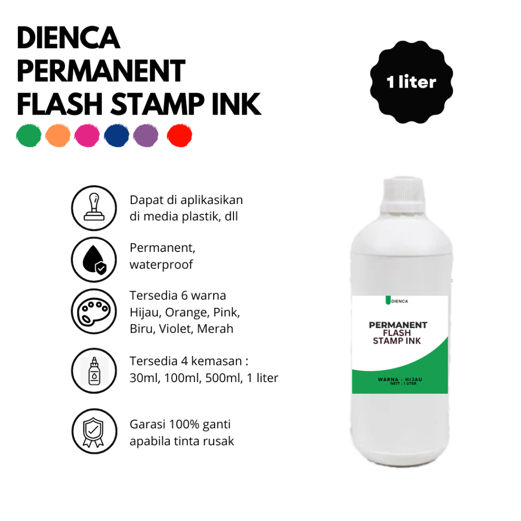Jual Dienca Permanent Flash Stamp Ink 1liter | Shopee Indonesia