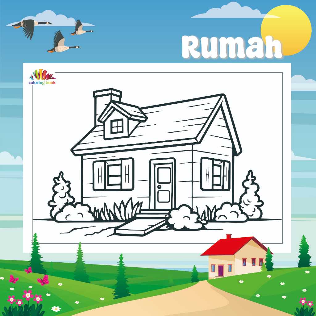 Jual KERTAS MEWARNAI / COLORING / KERTAS GAMBAR / RUMAH A / KERTAS