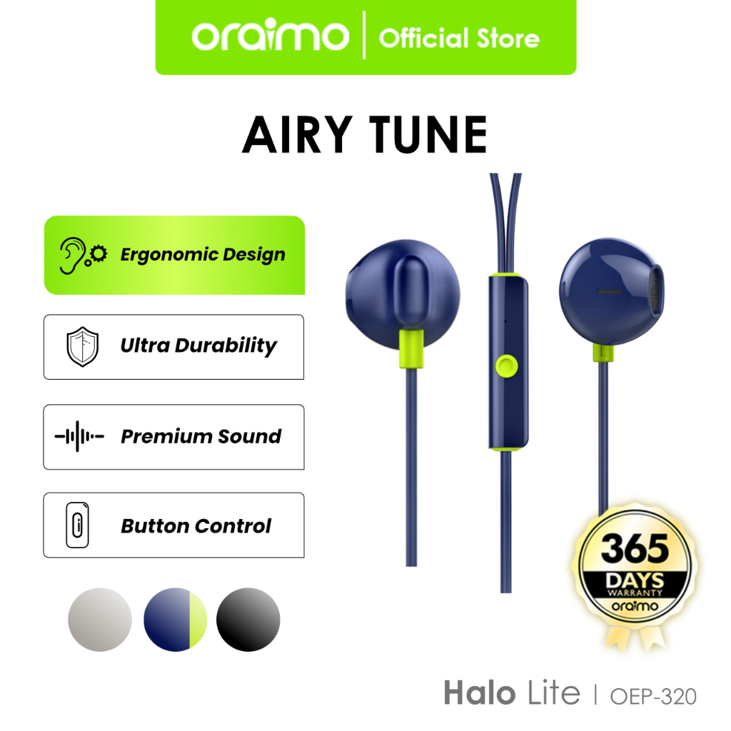 Jual Oraimo Wired Earphone Halo Lite OEP-320 Semi In-Ear Airy Tune ...