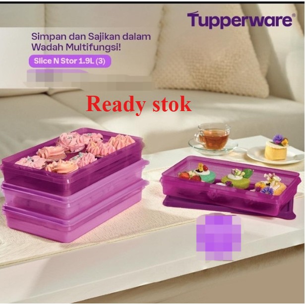 Jual tempat Kue Basah/Cemilan Tupperware Slice N Stor 1 pc original ...