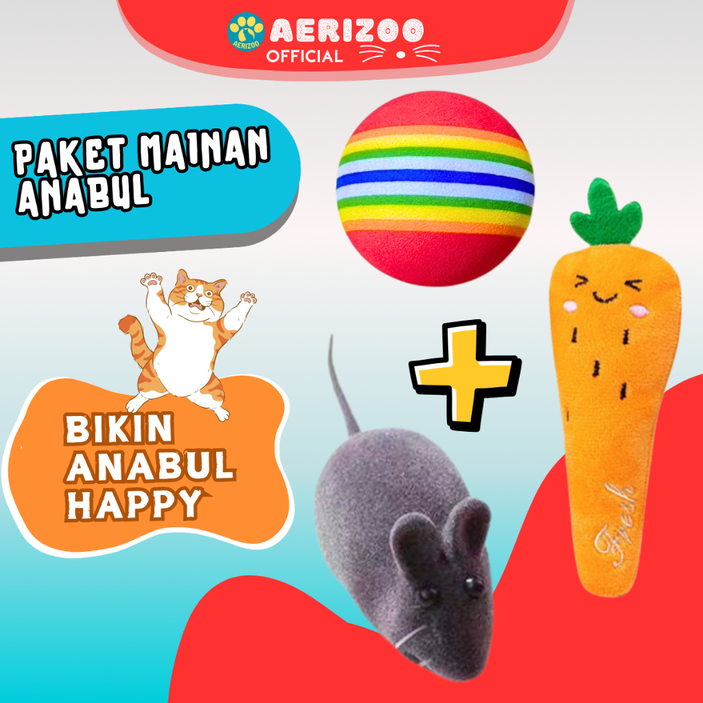 Jual Mainan Kucing 3in1 Tikus Bunyi, Bola Karet, dan Catnip Buah Cat ...