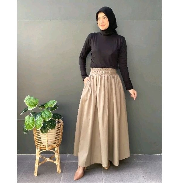 Jual Rok Muslim Wanita Katun Panjang 98cm Lingkar bawah 276cm Fit M ...