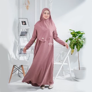 Elhasna Hijab Indonesia Gamis Dress Abaya Resleting Depan Button Knit Premium Jumbo