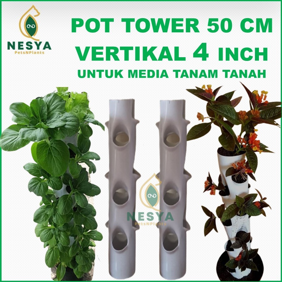 Jual KODE T3Y6 Growing Tower 4 inchi 5 cm Pot Tower Vertikal Garden ...