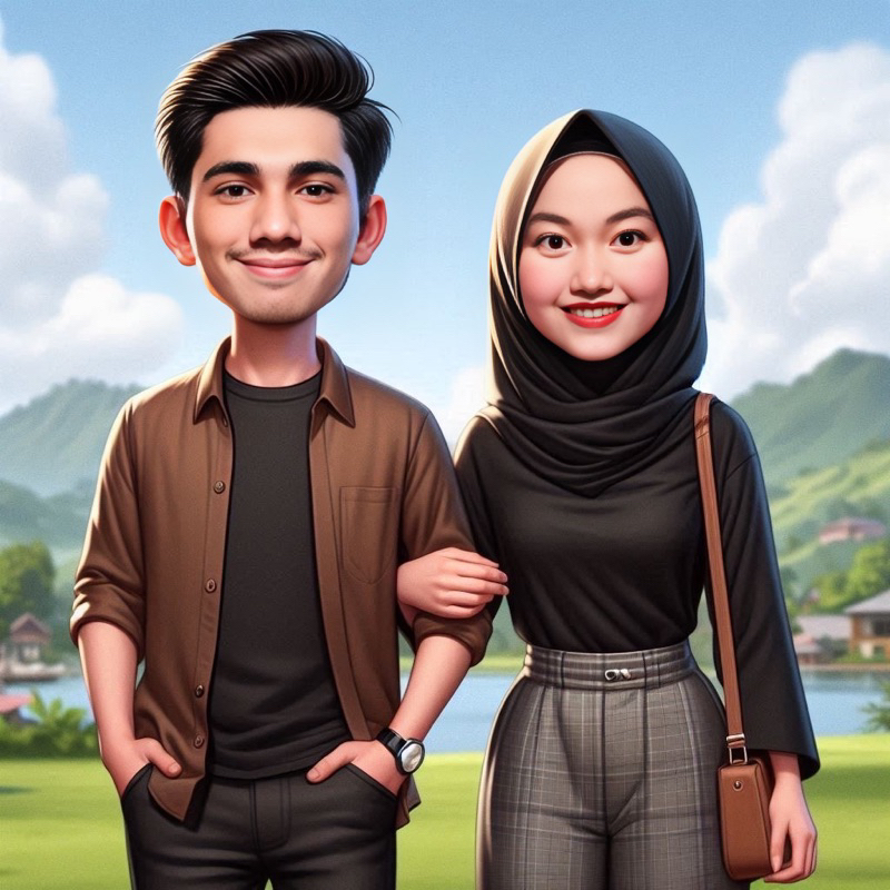 Jual Edit Foto Karikatur Pasangan Couple | bisa pengerjaan cepat ...