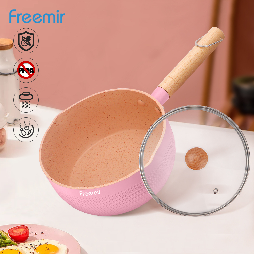 Jual Panci Susu Sakura Anti Lengket 18 Cm FREEMIR | Fry Pan Rebus Tutup ...