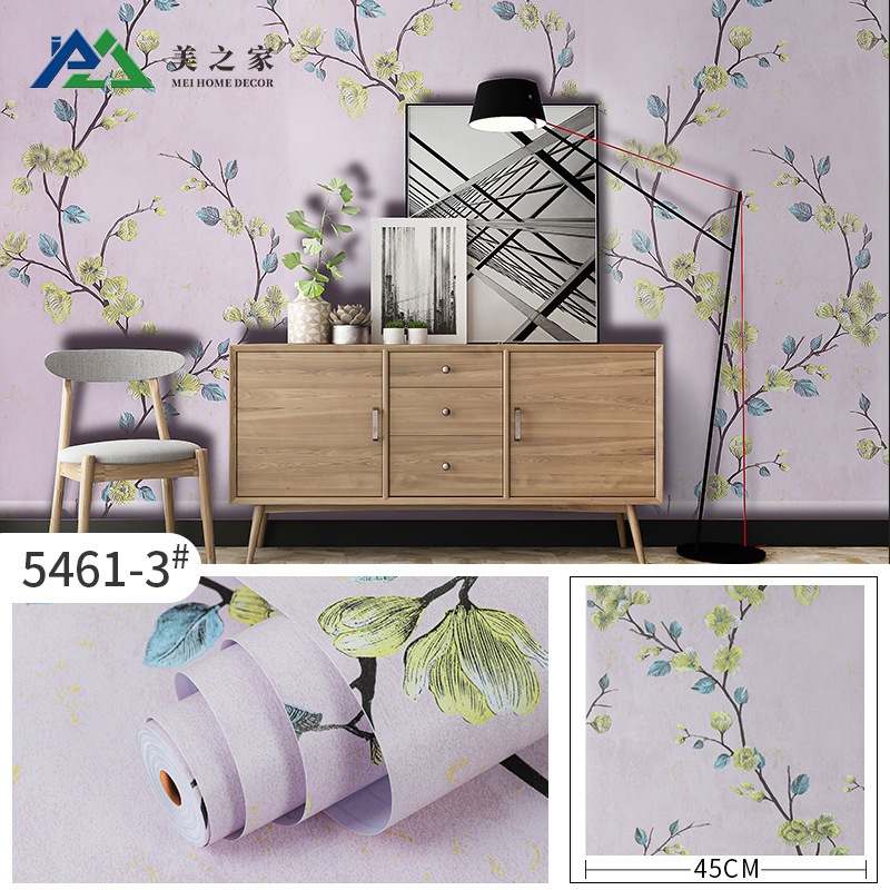 Jual Wallpaper Dinding Sakura Pink Muda/ Peach 8m s/d 9m x 45cm