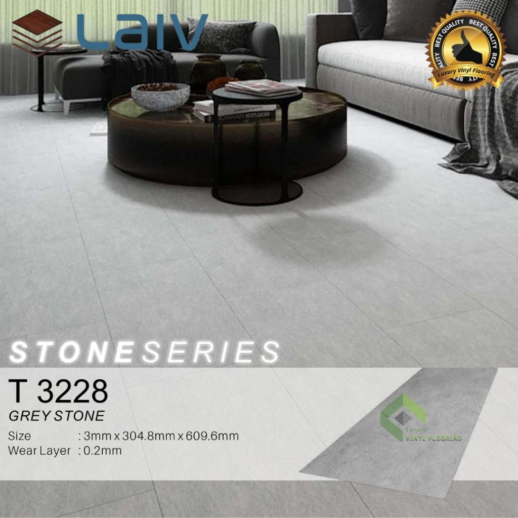 Jual lantai vinyl Laiv Grey Stone kode T3228 tebal 3mm uk. 30,4cm x 60 ...