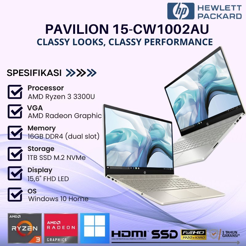 Hp pavilion fashion 15 ryzen 3 3300u