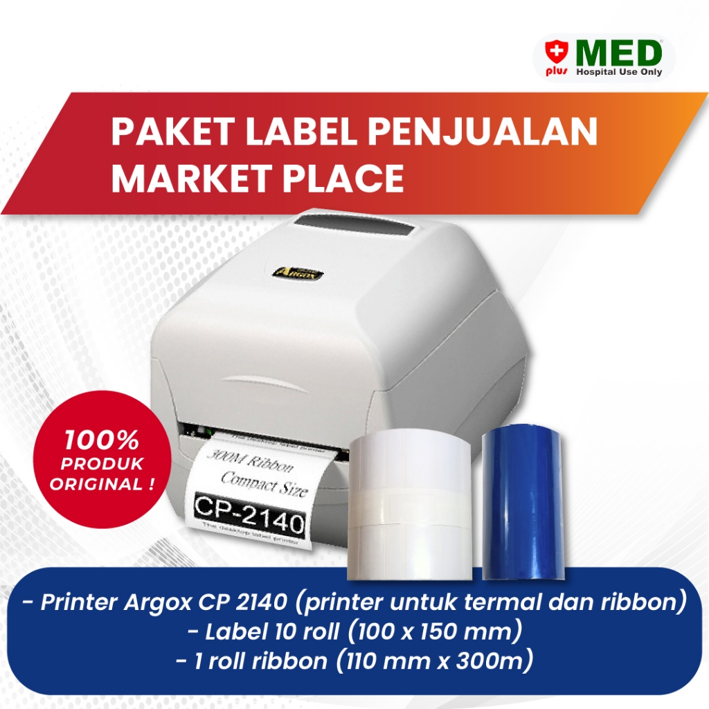 Jual PAKET LABEL PENJUALAN MARKET PLACE (Printer Argox CP2140, 1 Roll ...